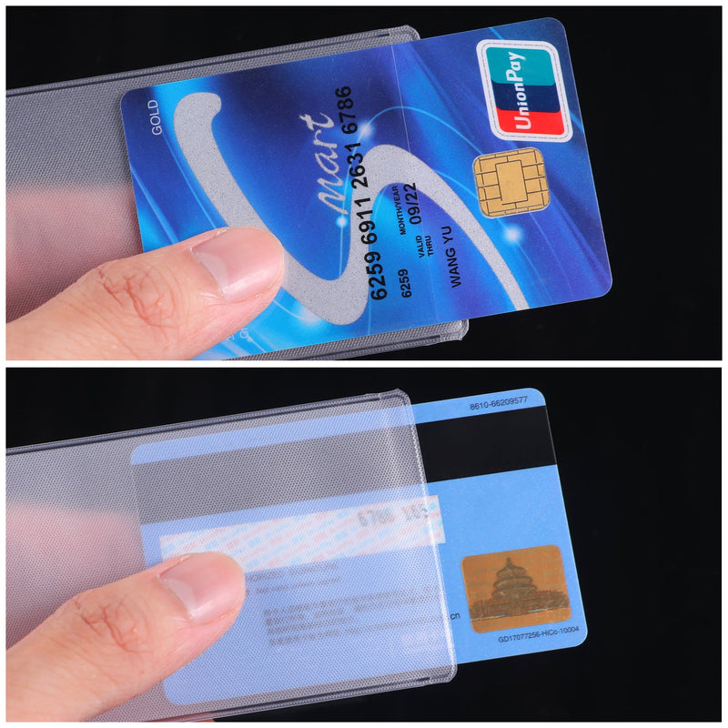 Blulu 100 Pieces Plastic ID Credit Card Holder Vertical Business Card Sleeves Frosted ID Protector - LeoForward Australia