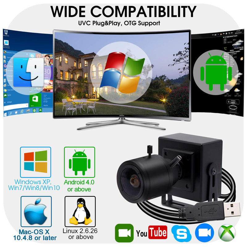  [AUSTRALIA] - SVPRO Manual Zoom Focus USB Camera 2.8-12mm Varifocal Lens 1080P FHD USB Webcam, 2MP High Frame Rate 100pfs VGA Mini Camera Portable USB Camera with UVC Plug & Play for Android Linux Windows Mac 2MP USB Camera (High Frame)