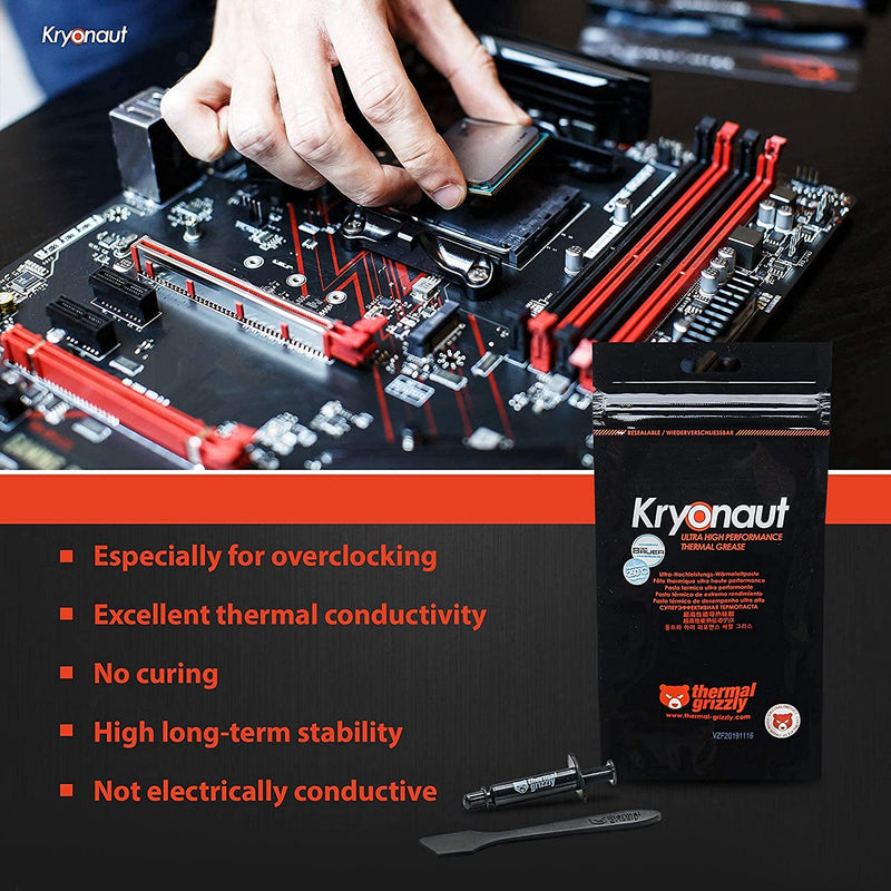  [AUSTRALIA] - Thermal Grizzly Kryonaut The High Performance Thermal Paste for Cooling All Processors, Graphics Cards and Heat Sinks in Computers and Consoles (1 Gram) 1 Gram