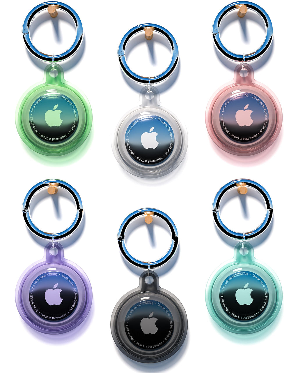  [AUSTRALIA] - 6 Pack Airtag Keychain Waterproof, Air Tag Holder for Apple Airtag GPS Tracker, Soft Full-Body Shockproof Apple Tag Case for Dog Cat Collar, Luggage, Keys (6 Colors) 6 Colors