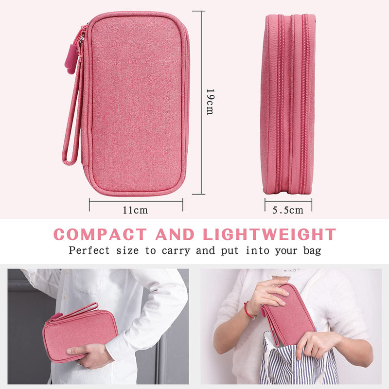  [AUSTRALIA] - FYY Electronic Organizer, Travel Cable Organizer Bag Pouch Electronic Accessories Carry Case Portable Waterproof Double Layers All-in-One Storage Bag for Cable, Cord, Charger, Phone, Earphone Pink Double Layer-S