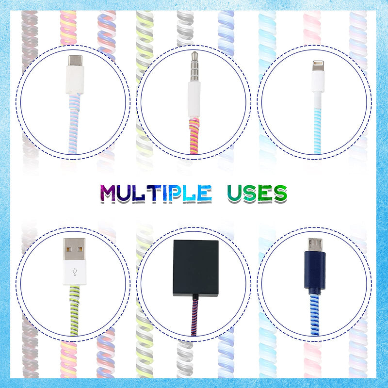  [AUSTRALIA] - 10 Pieces Cable Protector, Spiral Data Cable Protective Sleeve, Headphone Saver, Charger Protective Cover for Prevent Pets from Biting The Cable (Classic Colors) Classic Colors