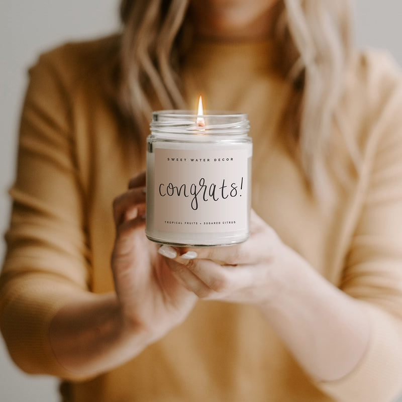 Sweet Water Decor, Be Still and Know, Sea Salt, Jasmine, Cream, and Wood Scented Soy Wax Candle for Home | 9oz Clear Glass Jar, 40 Hour Burn Time, Made in the USA - LeoForward Australia