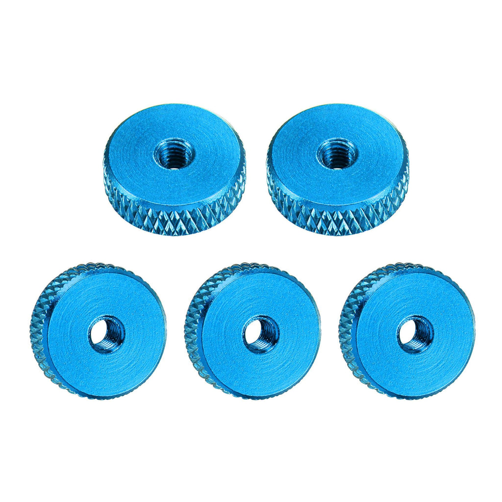  [AUSTRALIA] - uxcell Flat Knurled Nut - M3 x 12mm x 4mm Thumb Nuts Lock Adjusting Nuts Aluminum Alloy Blue 5Pcs