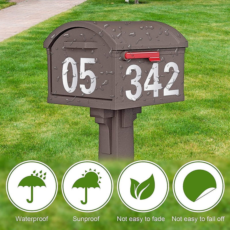  [AUSTRALIA] - Reflective Mailbox Numbers for Outside - 30 Pcs Waterproof Mailbox Numbers Stickers, Large 3 Inch Self Adhesive 0-9 Vinyl Number for Mailbox, Door, Garbage Bins, Address Number (White)