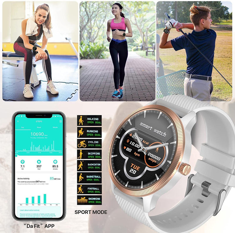  [AUSTRALIA] - Men Women Smart Watch， Heart Rate Blood Pressure,Step Counting，Information Call Reminder Health Monitor white