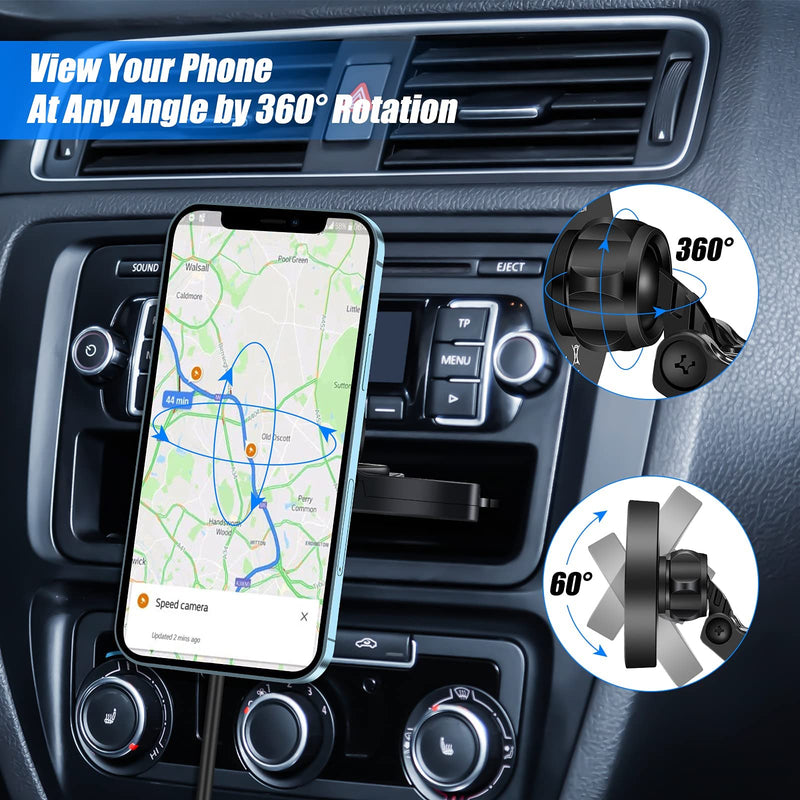  [AUSTRALIA] - Piosoo 15W Magnetic Wireless Car Charger CD Slot Mount for iPhone 13/13 Pro/13 Pro Max/13 mini/12/12 Pro/12 Pro Max,Powerful Suction Auto-Alignment Mag-Safe Car Mount, Compatible with Mag-Safe Cases