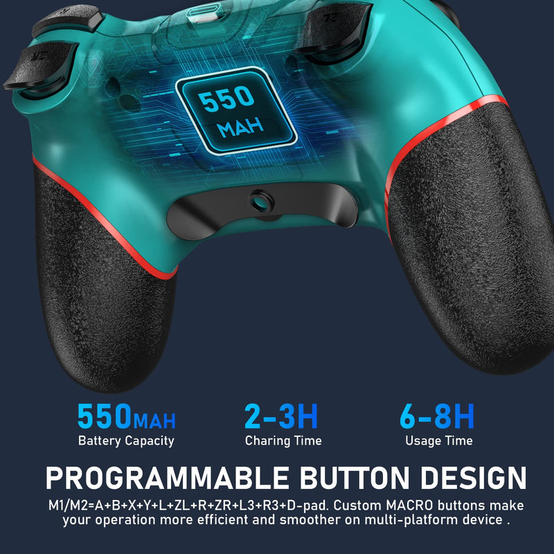  [AUSTRALIA] - Diswoe Controller for Switch, Wireless Pro Controller for Switch/Switch Lite/Switch OLED, Remote Gamepad with Joystick, Adjustable Turbo Vibration with Programmable Function - Blue Blue PF