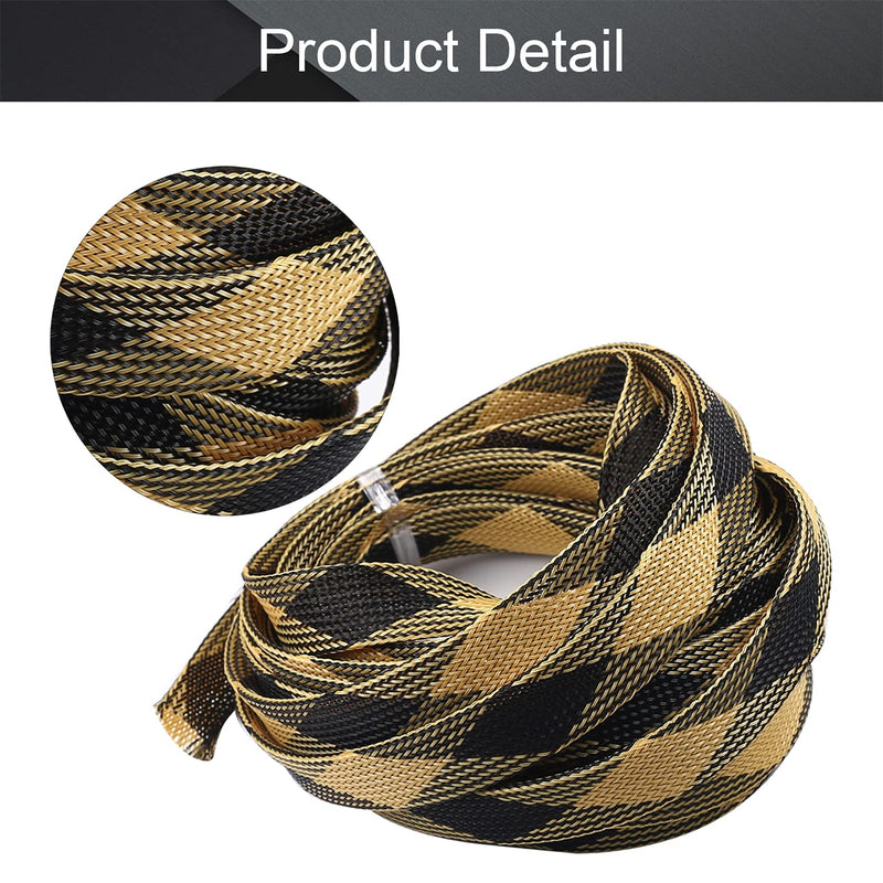  [AUSTRALIA] - Othmro 5m/16.4ft PET Expandable Braid Cable Sleeving Flexible Wire Mesh Sleeve Black Yellow 5/8" x 16.4ft