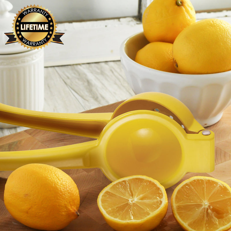  [AUSTRALIA] - Zulay Premium Quality Metal Lemon Squeezer, Citrus Juicer, Manual Press for Extracting the Most Juice Possible Lemon Yellow