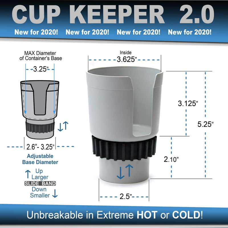  [AUSTRALIA] - Gadjit Cup Keeper 2.0 Cup Holder Adapter w/Adjustable Base Band for Hydro Flasks 18 21 24 oz, Yeti Tumbler 20 & 30 oz, Coffee & Travel Mugs 28 oz, Convenience Store Cups 48 oz, 1 Liter Bottle (Tan)