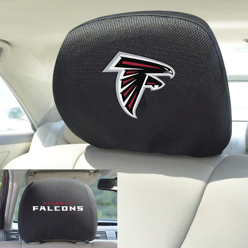  [AUSTRALIA] - FANMATS 12489 NFL - Atlanta Falcons Black Slip Over Embroidered Head Rest Cover Set, 2 Pack