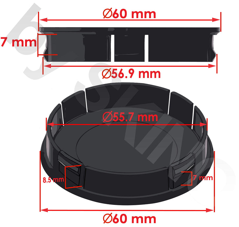  [AUSTRALIA] - 4 x 60mm Car Rims Wheel Center Hub Caps C 66