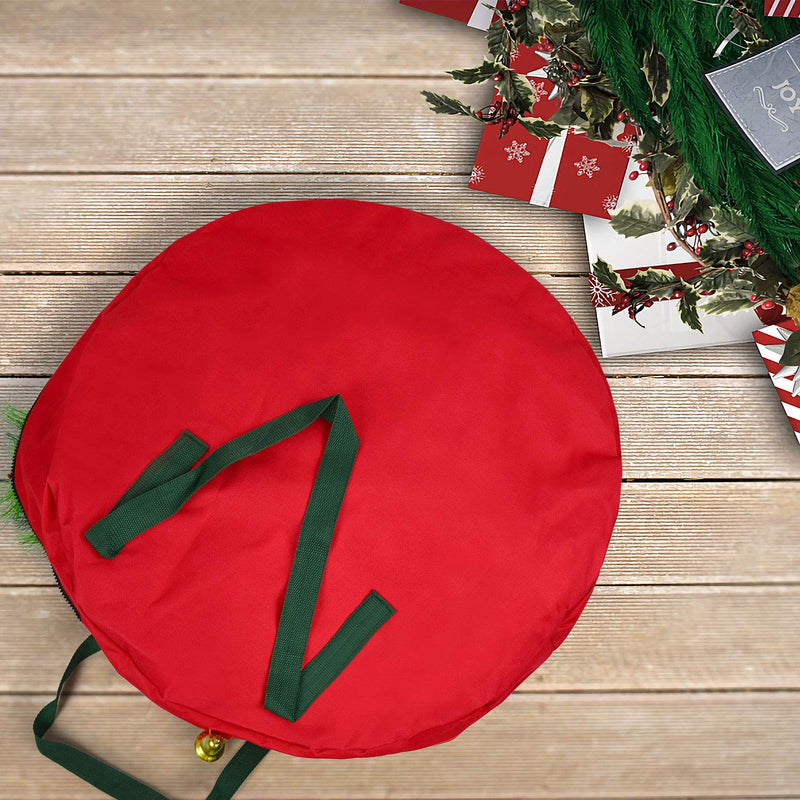  [AUSTRALIA] - Vileafy Red Christmas Wreath Bag 24” x 7”, Waterproof Oxford Storage Bag, Accommodate 24-Inch Wreaths - Protects Against Dust, Insects, and Moisture