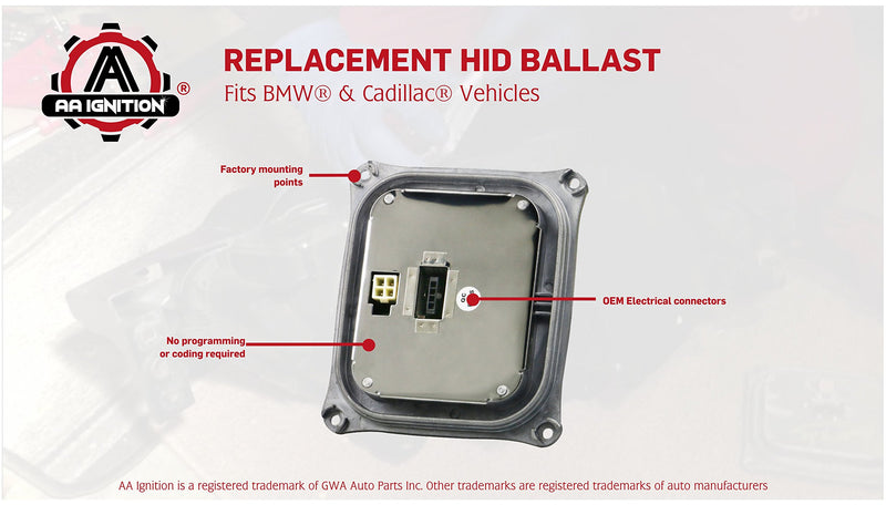 HID Xenon Headlight Ballast - Control Unit Module - Replaces 307 329 153, 307 329 193, 63 117 182 520, 8J0907391 - Compatible with Cadillac DTS, BMW Vehicles - 328i, 335i, M3, 645i, 650i, X5, X3, DTS - LeoForward Australia