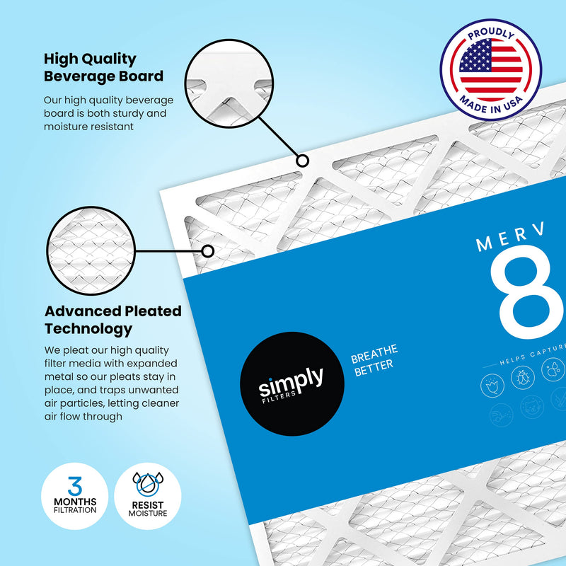 [AUSTRALIA] - Simply by MervFilters 12x12x1 Air Filter, MERV 8, MPR 600, AC Furnace Air Filter, 6 Pack 12x12x1-6 Pack