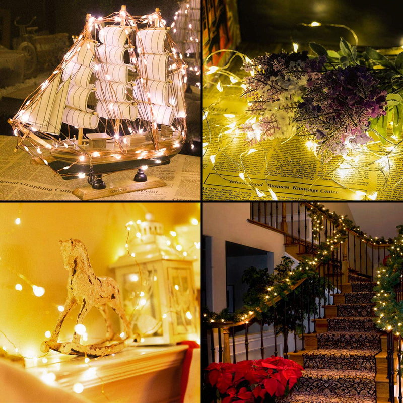 TingMiao Fairy Lights 33ft 100 LED String Lights Battery Operated with Remote Waterproof Copper Wire Lights for Indoor Decorative Lights Warm White - LeoForward Australia