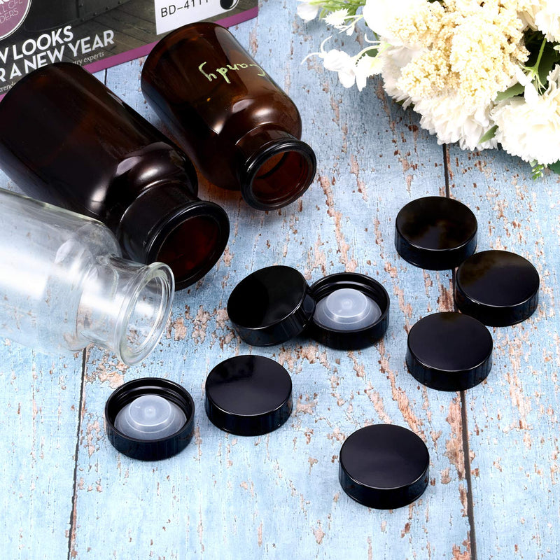  [AUSTRALIA] - 24 Pieces 38mm Poly Seal Screw Caps Growler Caps Plastic Lids Amber Boston Round Glass Beer Bottles Poly Cone Cap Brewing Wine Jug Cap Fits Most 1/2 and 1 Gallon Jugs (Black)