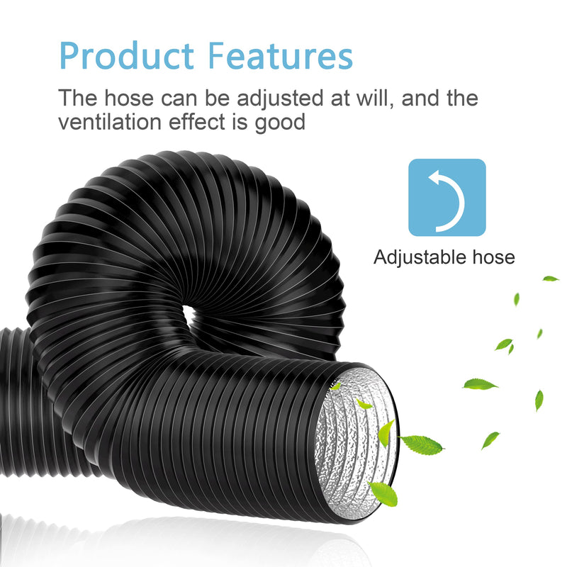  [AUSTRALIA] - Hon&Guan 5 inch Air Duct - 16 FT Long, Black Flexible Ducting HVAC Ventilation Air Hose for Grow Tents, Dryer Rooms,Kitchen 5 x 16 FT