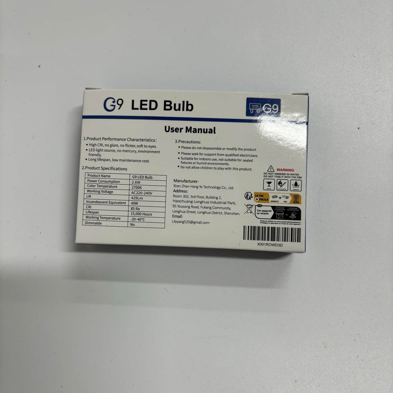  [AUSTRALIA] - YzzYzz G9 LED lamp warm white 2700K, bulb 2.6W equivalent to 30W-40W halogen lamp, light bulb 429 lumens, no flickering, not dimmable, 360° pin base lamp, pack of 4