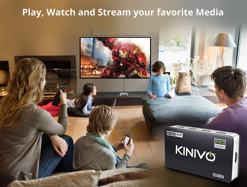  [AUSTRALIA] - Kinivo HDMI Switch 4K HDR (5 Port, 4K 60Hz, HDMI 2.0, High Speed-18Gbps, IR Remote) - Compatible with Roku, PS5/PS4, Xbox, Apple TV, Blu-ray Player, Cable Box 4K - 5 Port