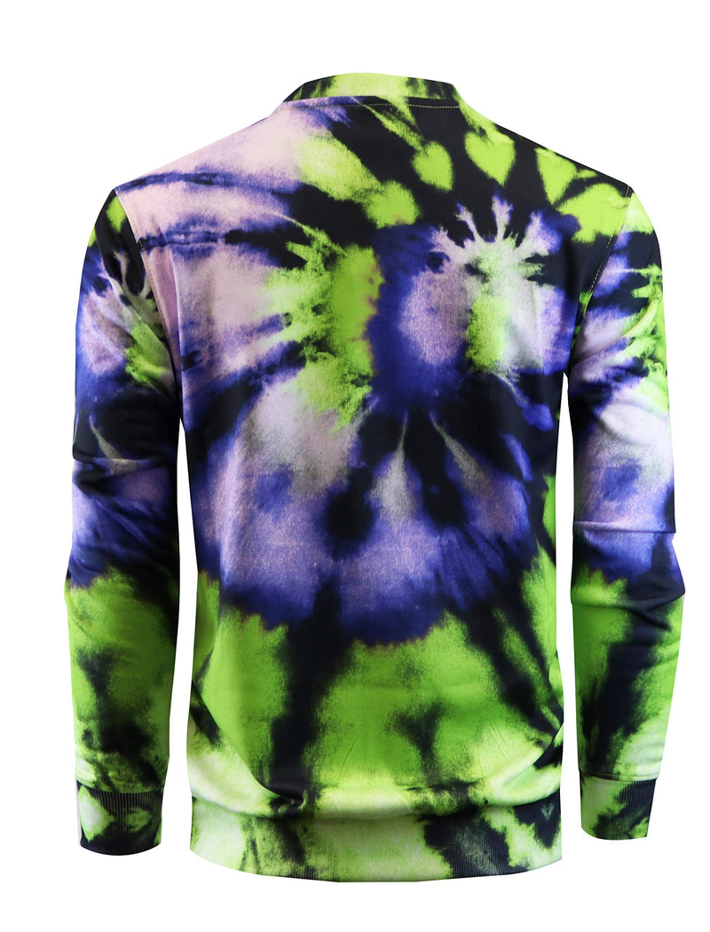 Screenshotbrand Mens Urban Hip Hop Premium Tie Dye Fleece - Pullover Active Urbanwear Street Fashion Crew Neck Sweatshirt Small F11080-neon - LeoForward Australia