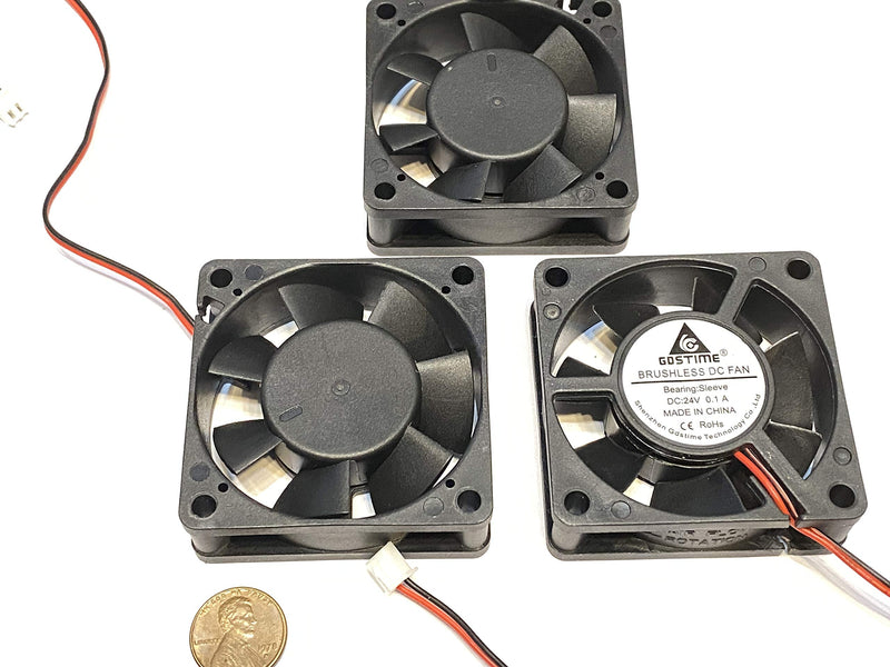  [AUSTRALIA] - 3 Pieces DC 24V Brushless Cooling Fan 60mm 2 pin 6cm 6020 3d printer C53