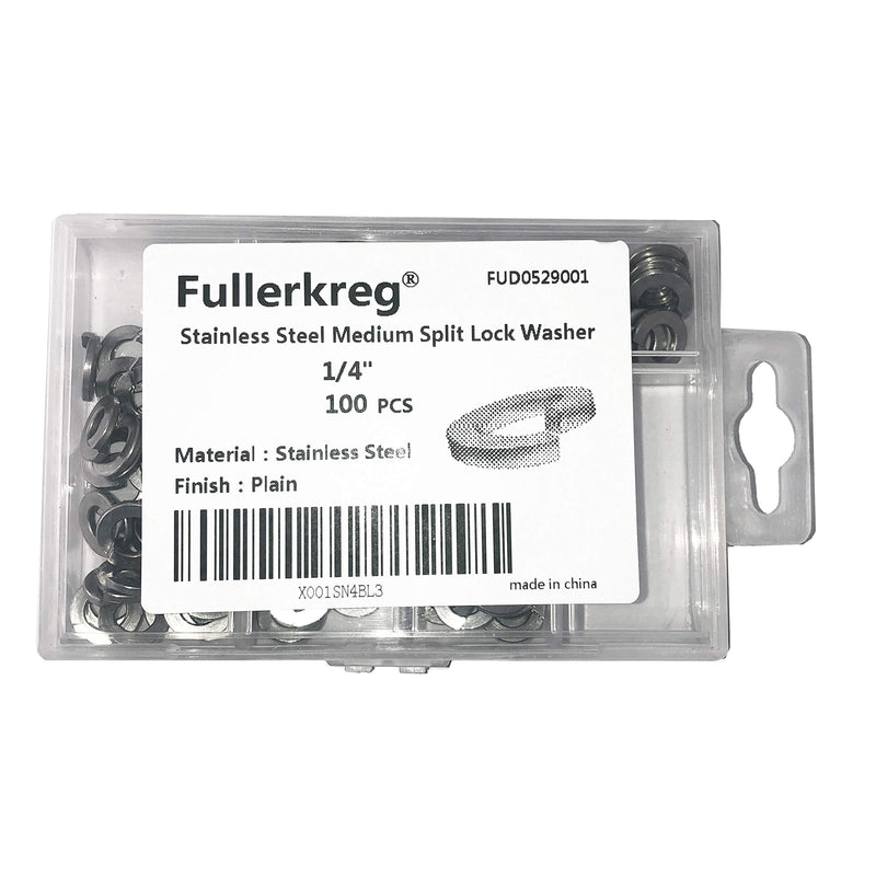  [AUSTRALIA] - FullerKreg 1/4" Medium Split Lock Washer,18-8 Stainless Steel,100-Pack