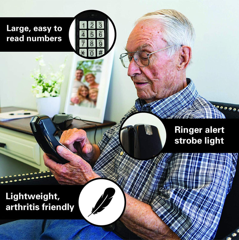  [AUSTRALIA] - Corded Phone - Phones for Seniors - Phone for Hearing impaired - Black - Retro Novelty Telephone - an Improved Version of The Princess Phones in 1965 - Style Big Button - iSoHo Phones