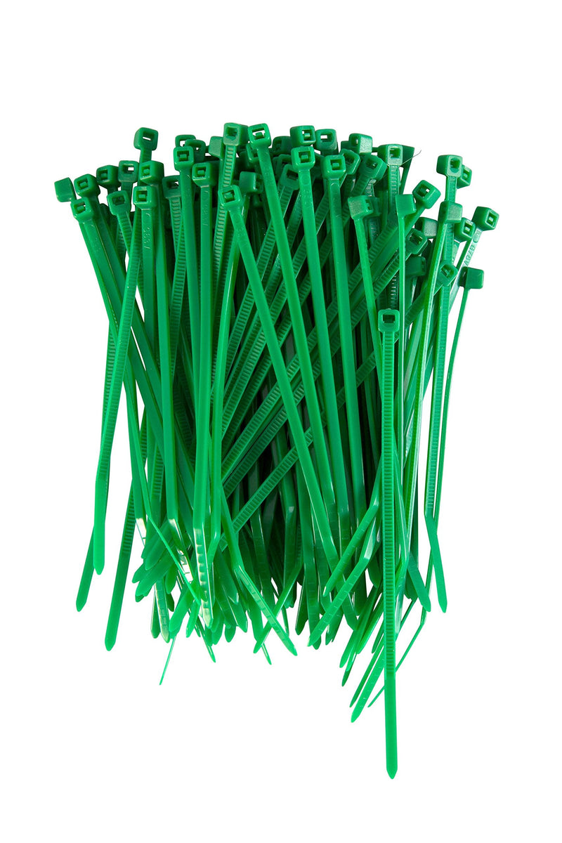  [AUSTRALIA] - GTSE 4 Inch Green Zip Ties, 100 Pack, 18lb Strength, UV Resistant Nylon Small Cable Ties, Self-Locking 4" Tie Wraps 4" (18lb)