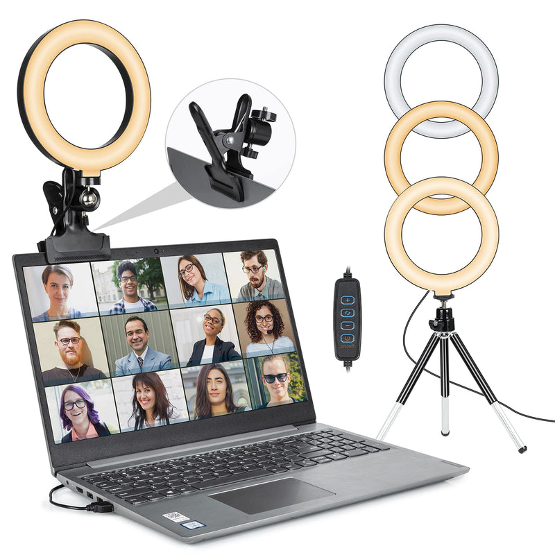  [AUSTRALIA] - AISEN Ring Light 6.29 inches with Tripod Light for Zoom Meetings Ring Light for Computer YouTube, Zoom Meeting, Makeup Video, Selfie with 3 Light Modes & 10 Brightness Level