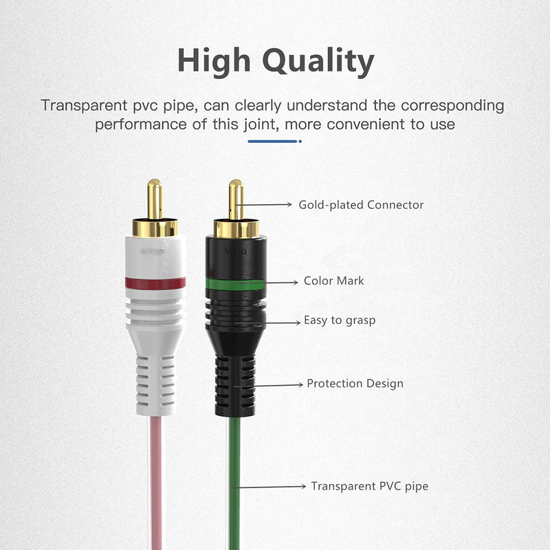 5 RCA Component Cable, 6ft 5 RCA Male to 5 RCA Male Gold Plated Video Audio Cable UIInosoo for DVD Player, VCR, HDTV, Cable Boxes - LeoForward Australia
