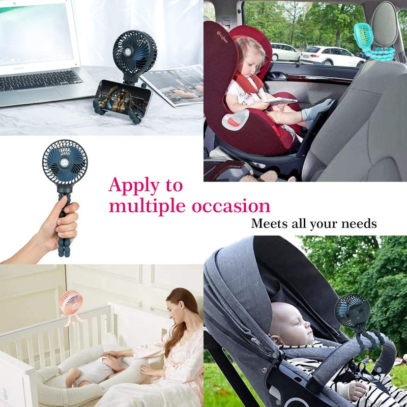  [AUSTRALIA] - Mini Baby Stroller Fan, Handheld Personal Portable Fan with Flexible Tripod for Stroller Student Bed Desk Bike Crib Car Rides, USB or Battery Powered, Safe Quiet and Long Lasting Charge (Dark Blue) Dark Blue