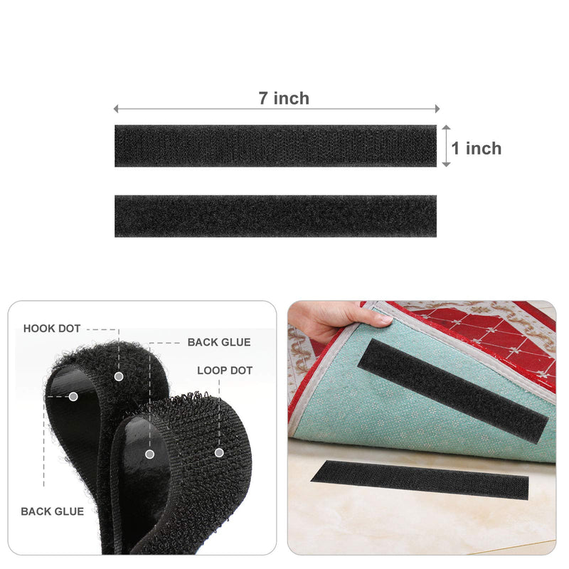  [AUSTRALIA] - Self Adhesive Strips,15 Pairs 1x7 Inch Industrial Strength Sticky Back Hook Fasteners Loop Tape for Mounting, Hanging, or Organizing Items Indoors or Outdoors (Black) 7inch/15Pack Black