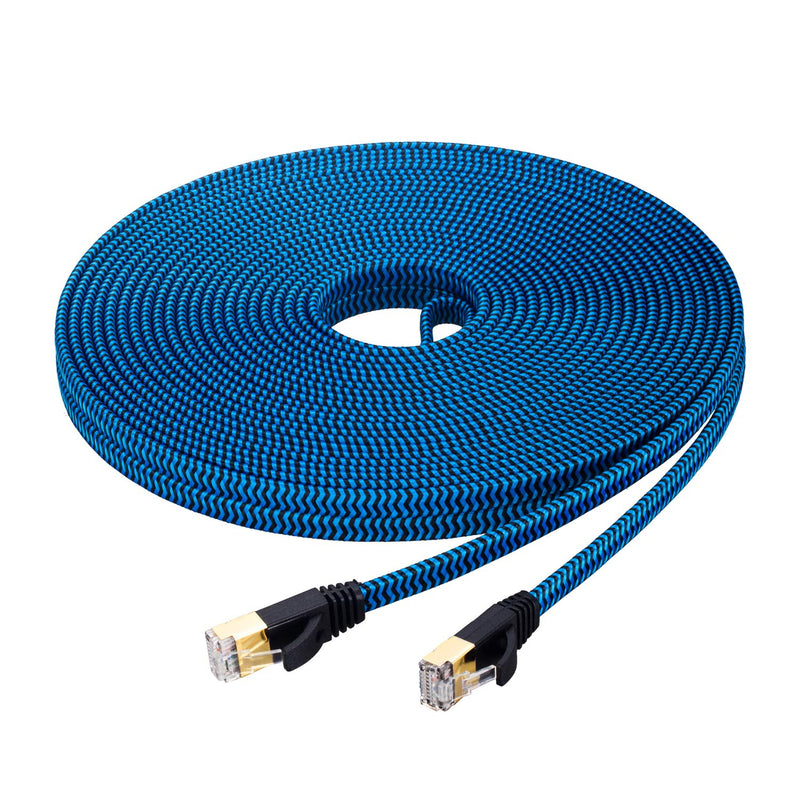  [AUSTRALIA] - Cat 7 Ethernet Cable 15 ft, Hftywy Ethernet Cable Nylon Braided Cat 7 Flat Internet Network Computer Patch Cord RJ45 Network Cable Cat7 LAN Cable for PC Laptop Modem Router 15ft