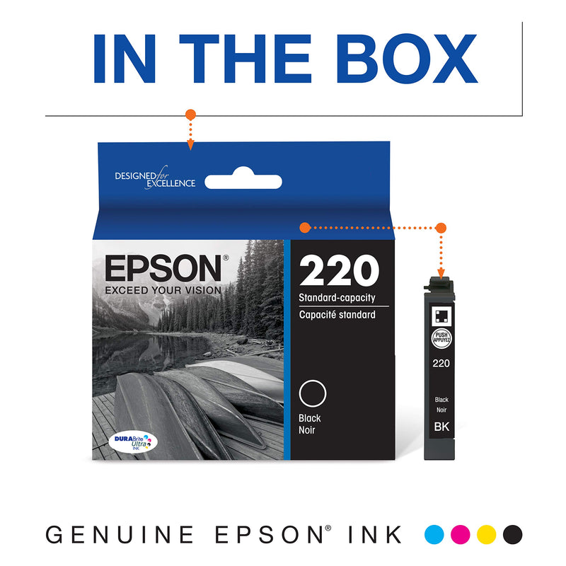 Epson T220120 DURABrite Ultra Black Standard Capacity Cartridge Ink (WF-2760, WF-2750, WF-2660, WF-2650, WF-2630, XP-424, XP-420, XP-320) - LeoForward Australia