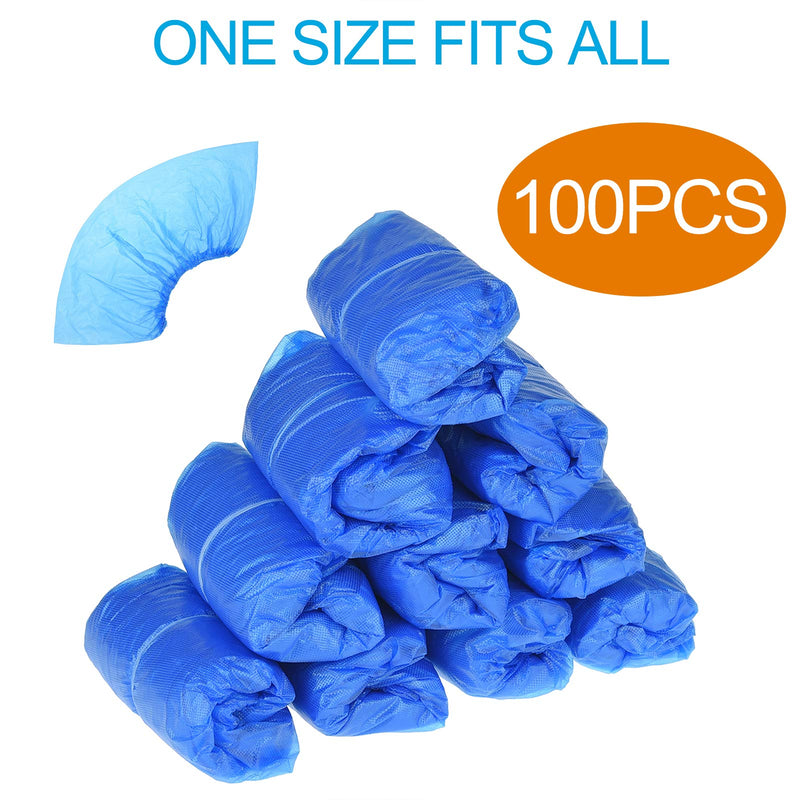  [AUSTRALIA] - 100 PCS（50 Pairs）Shoe Covers Disposable, Green Convenience, Recyclable, Boot Cover, Waterproof, Non slip, Dust proof, One Size Fit All, Durable CPE Material, Blue, Protect Your Shoes, Floor, Carpet