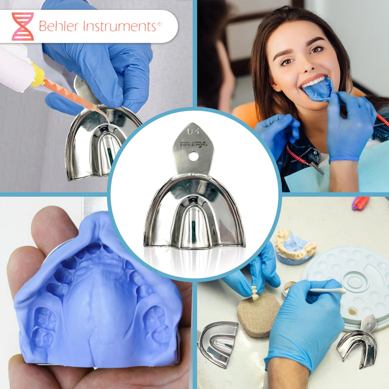  [AUSTRALIA] - Dental Individual Impression Trays, Non-Perforated, Serrated, High-Strength Stainless Steel - Dental Care Sets - Essential Instrument for Dentists (Upper Jaw U3/M) Superior U3/M