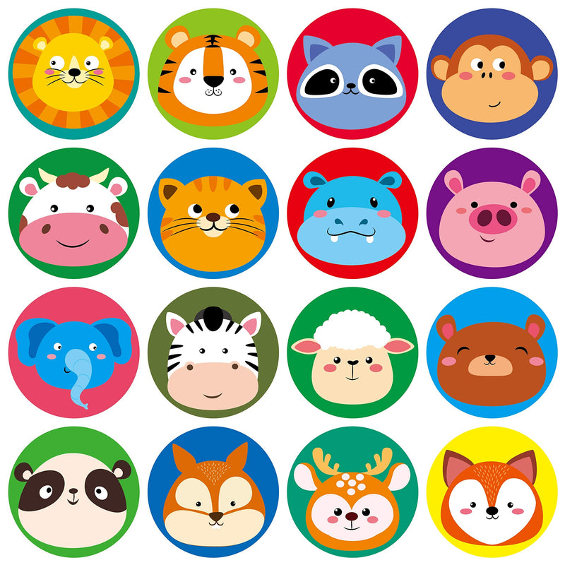  [AUSTRALIA] - 600 Adorable Round Animal Encouraging Incentive Stickers in 16 Designs with Perforated Line Expanded Version (Each Measures 1.5" in Diameter) Style1