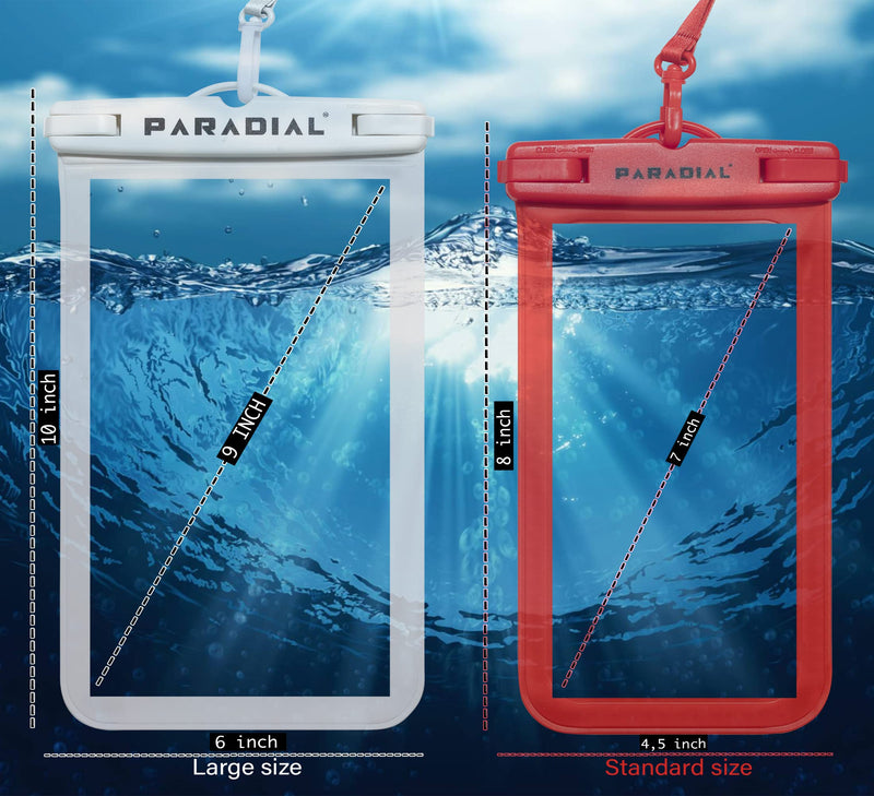  [AUSTRALIA] - 2 Pack Waterproof Cell Phone Pouches, Large & Standard. Case Holder for iPhone 11<12<13<14 Pro Max, Samsungs. Underwater Dry Bag Mobile Device Protector with Lanyard. IPX8-Covers/Wallet/Keys/Watch/