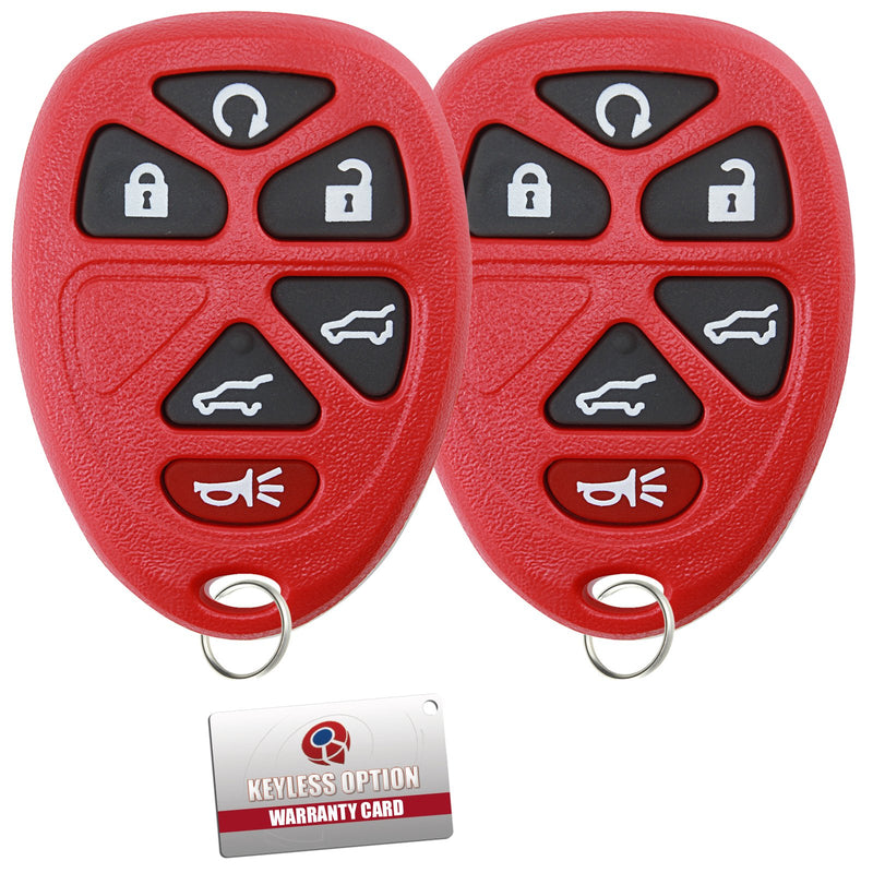  [AUSTRALIA] - KeylessOption Keyless Entry Remote Control Car Key Fob Replacement for 15913427 -Red (Pack of 2) Red