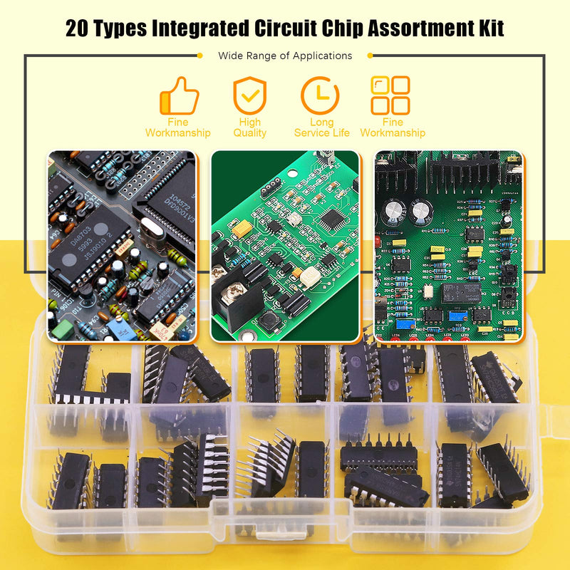 Rustark 40Pcs 20 Types 74HCxx and 74LSxx Series Logic IC Assortment Kit, High-Speed Low-Power Integrated Circuit Chip with Store Case - LeoForward Australia