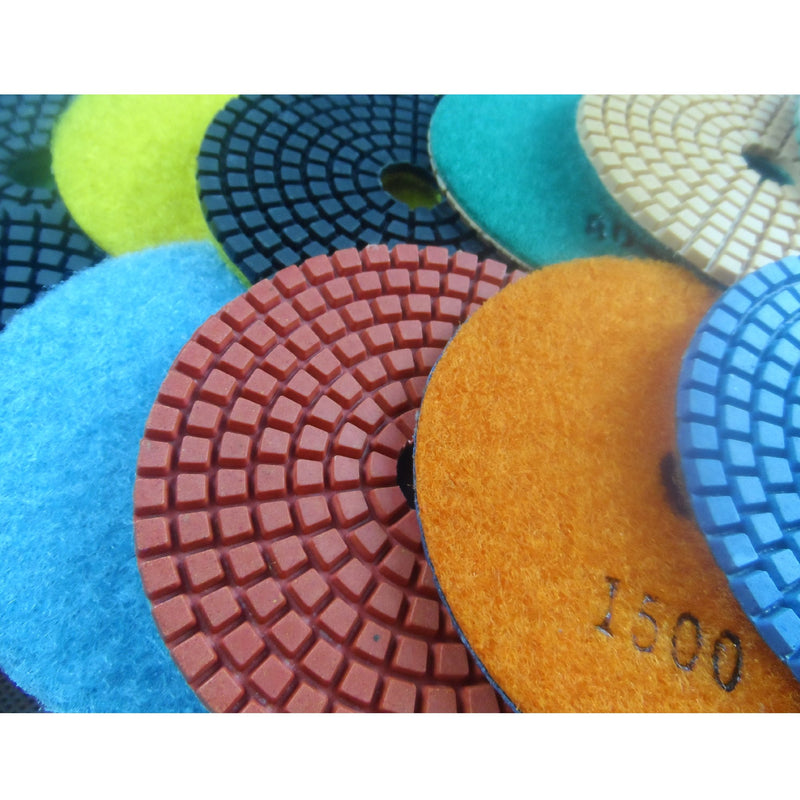  [AUSTRALIA] - Konfor Premium Grade Wet 4" Diamond Polishing Pads Tool 7 Set for Granite Marble Concrete Stone Floor Sanding