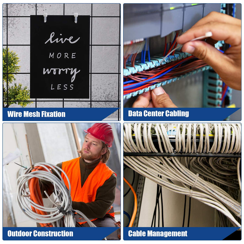  [AUSTRALIA] - Cable Zip Ties 8 Inch, 500Pcs Industrial Nylon Zip Ties | Durable Self Locking Wire Tie Wraps with 40 lbs Tensile Strength, Heat Resistant for Home Office Garage Multiple Use - White 8"x500