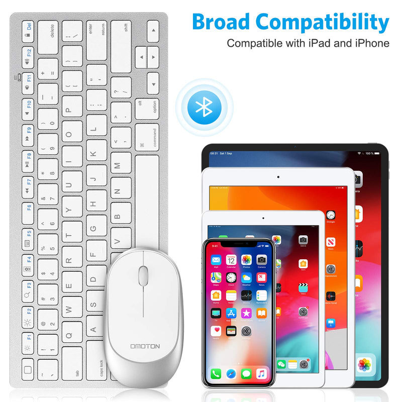  [AUSTRALIA] - OMOTON iPad Keyboard and Mouse Combo, Wireless Bluetooth Keyboard Mouse for iPad Pro 12.9/11, iPad 8th/7th Gen, iPad Air 4, All iPad (iPadOS 13 and Above), and Other Bluetooth Enabled Devices, White