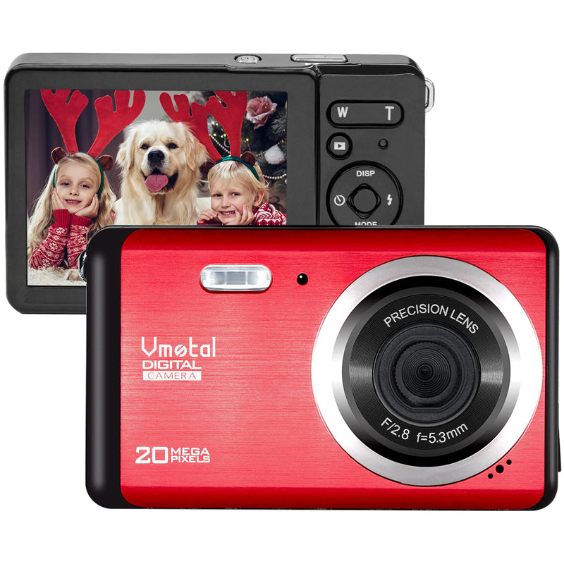  [AUSTRALIA] - 2.8 inch TFT LCD Rechargeable FHD 1080P Mini Digital Camera, Vmotal Video Camera Digital Students Cameras with 8X Digital Zoom 20 MP HD Compact Camera for Kids/Beginners/Elderly (Red) Red