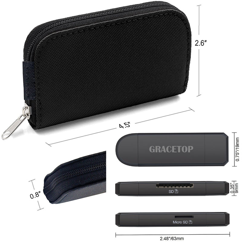  [AUSTRALIA] - GRACETOP 22 Slots Memory Card Case with SD Card Reader, OTG Reader for SDXC, SDHC, SD, TF Card, RS-MMC, Micro SD, Micro SDHC Card and UHS-I Cards for Windows, Mac, Linux (Card Case + Card Reader) Card Case + Card Reader