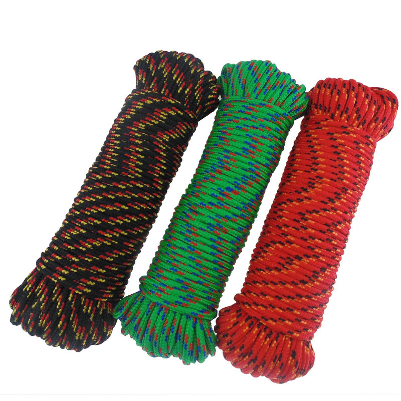  [AUSTRALIA] - Diamond Braid Nylon Rope,3/16"(5mm) by 100feet Paracord,General-Purpose Utility Rope, Polypropylene Rope, High Strength All Purpose Braided Utility Flag Line,Rope for Indoor or Outdoor Use(Black) Black