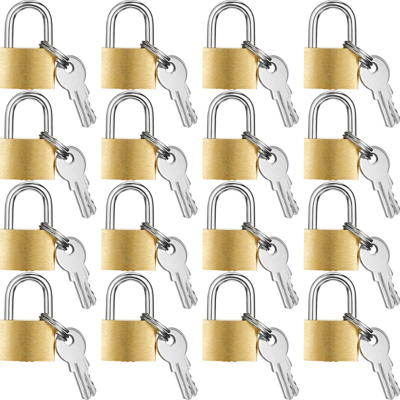  [AUSTRALIA] - Mini Padlock Small Padlock Solid Brass Locks with 3 Keys for Luggage Lock, Backpack, Gym Locker Lock, Suitcase Lock, Classroom Matching Game and More (16 Pieces) 16