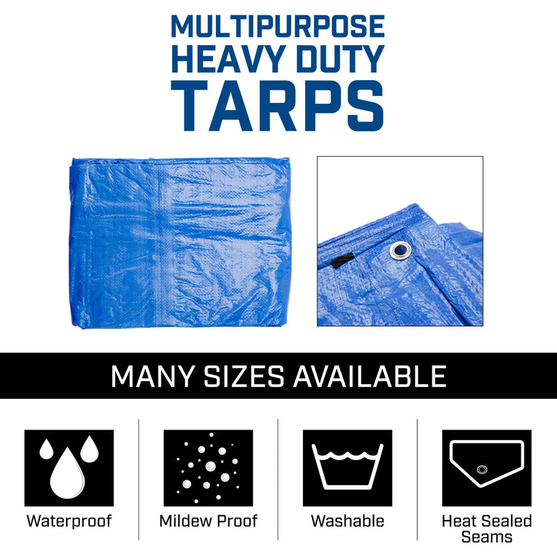  [AUSTRALIA] - B-Air Grizzly Tarps - Large Multi-Purpose, Waterproof, Heavy Duty Poly Tarp Cover - 5 Mil Thick (Blue - 8 x 10 Feet) 8X10 Pack of 1